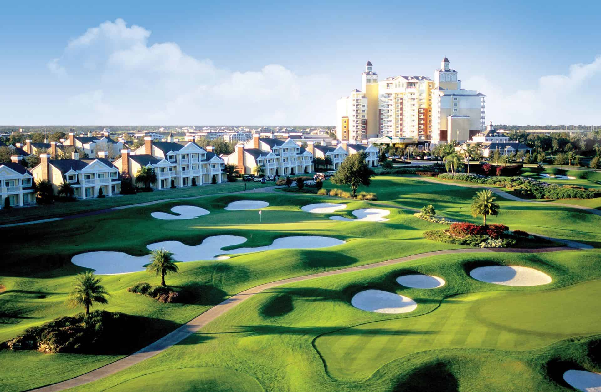 An arial view of the reunion resort where our golf retreats are held